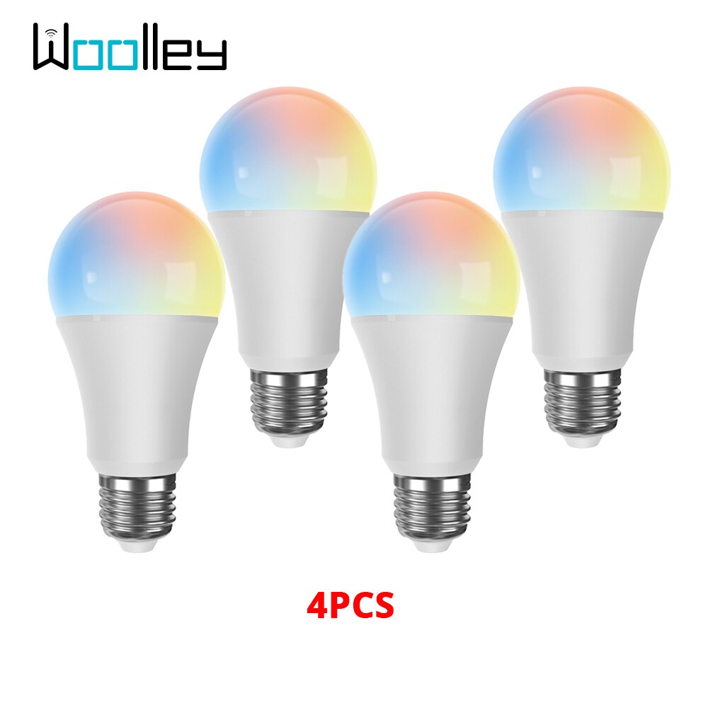 Woolley wlan-smart-glühbirne mit  e27 leds 9w rgb-farben, dimmbar 220v wlan-fähig, sprachsteuerung, kompatibel mit alexa und google home: 4 stck.