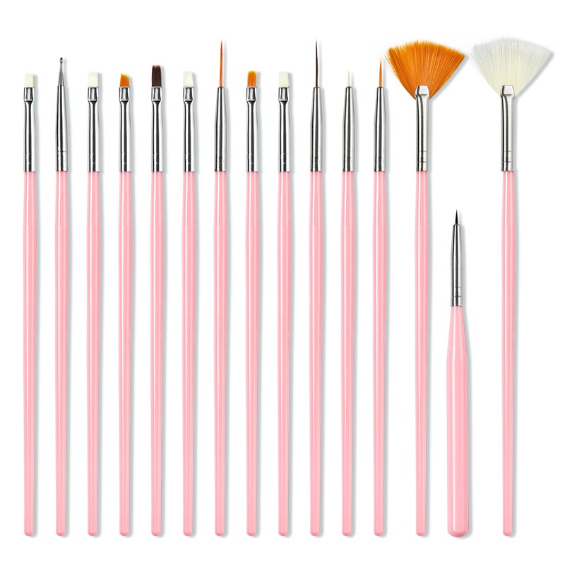 Juego de pinceles para manicura, set de 15 unids/set de brochas para uñas, degradado, esmalte de Gel, dibujo: BS09728