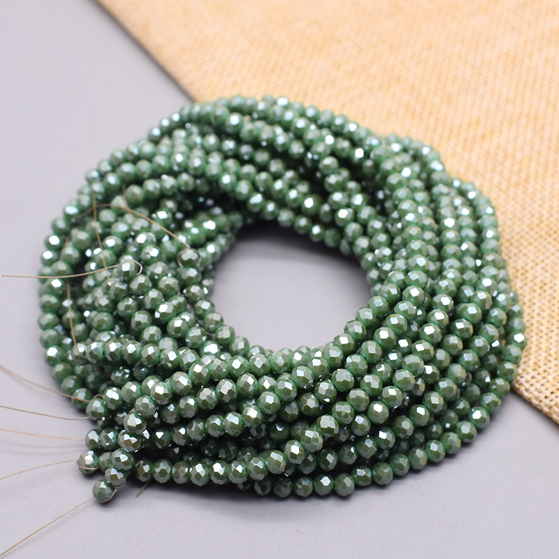 Shiny Color 4mm Rondelle Crystal Glass Beads Faceted Loose Spacer Glass Beads for Jewelry Making DIY Bracelet