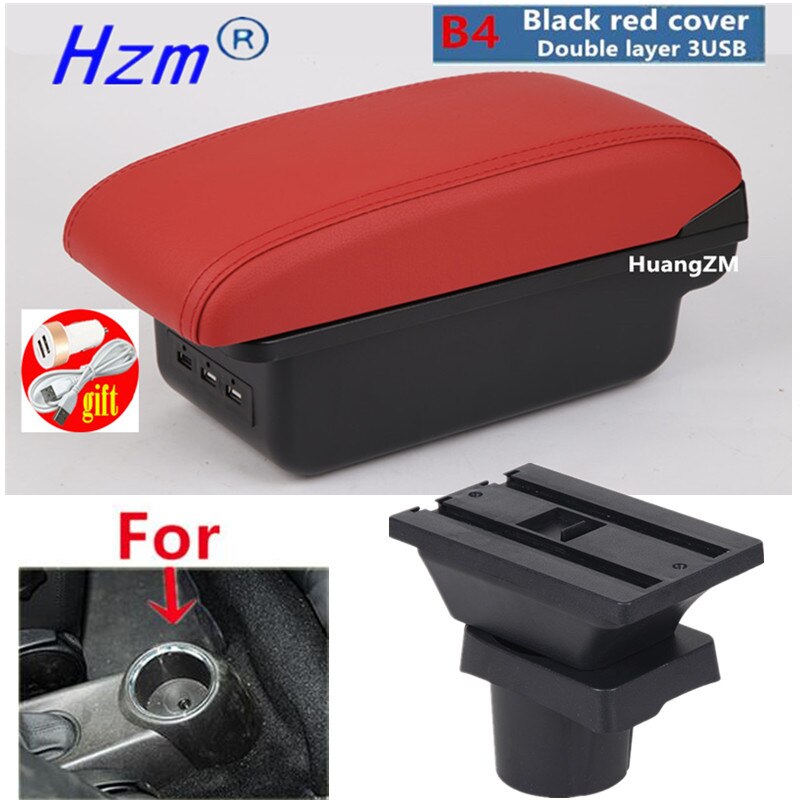 For MINI Cooper R50 R52 R53 R56 R57 R58 F55 F56 F57 Countryman R60 F60 Armrest box car accessories styling: B4 red 3USB