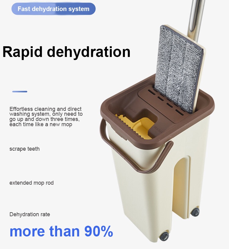 Mopa escurridor cubo con 2 uds fregona cojines 360 ° de cabeza giratoria fácil mopa plana limpiadora y cubos de Handwash libre mojado piso seco