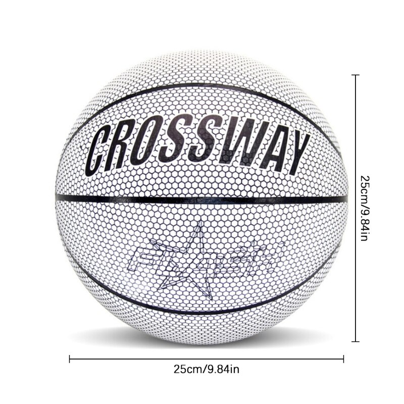 Basket-Ball réfléchissant brille dans la nuit, utilisation en extérieur ou en extérieur, ballon de jeu lumineux en PU, ballon d&#39;entraînement