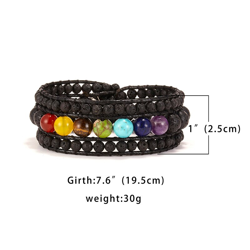Pulsera de envoltura de cuerda de 3 capas para mujer piedra mate bohemio hecho a mano multicapa Mala cuentas de cuero joyería mujer: BR18Y0557