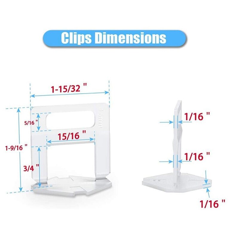 200PCS Tile System Clips 1/16 inch Tile Leveler Spacers More Flexible Combination for Tile Leveling Installation
