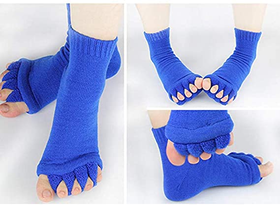 Calcetines separadores de cinco dedos para Yoga y gimnasio, calcetín de alineación para el dolor, masaje de salud, previene calambres en los pies, un par