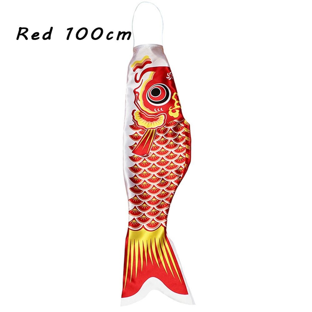 Pez de dibujos animados, Bandera de calcetín de viento, colorido estilo japonés, calcetín de viento de carpa mini Koinobori, , serpentín de pescado, adornos de doméstica: Red 100cm