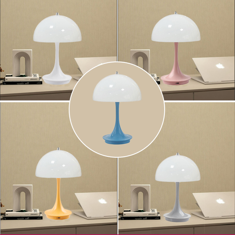 Paddestoel Tafellamp USB Oplaadbaar Touch 3-kleuren Verstelbare temperaturen Kamer Thuis Kerst Decor Bureaulampen