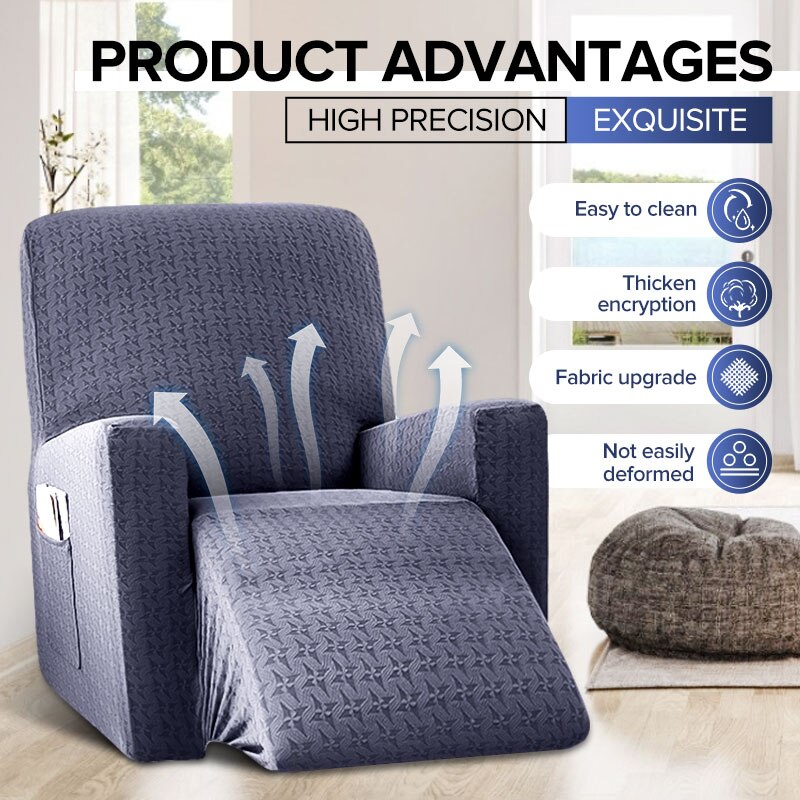 5- kleurige gebreide elastische, volledig beschermende stoelhoes met molenpatroon, stoelhoes voor fauteuil, massagestoel, relaxfauteuilhoes