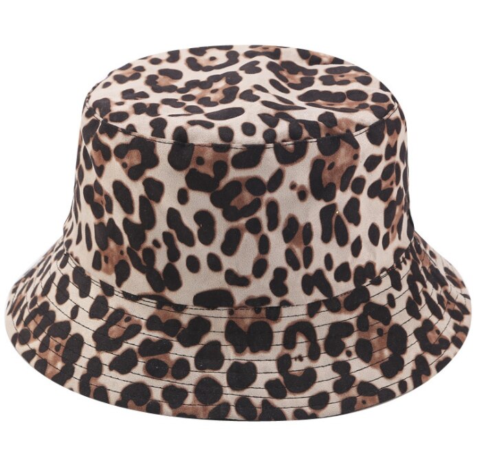 Leopard print spand hat fisker hat udendørs rejse hat sol cap hatte til kvinder kvinder hatte i efteråret vinter piger: Brun