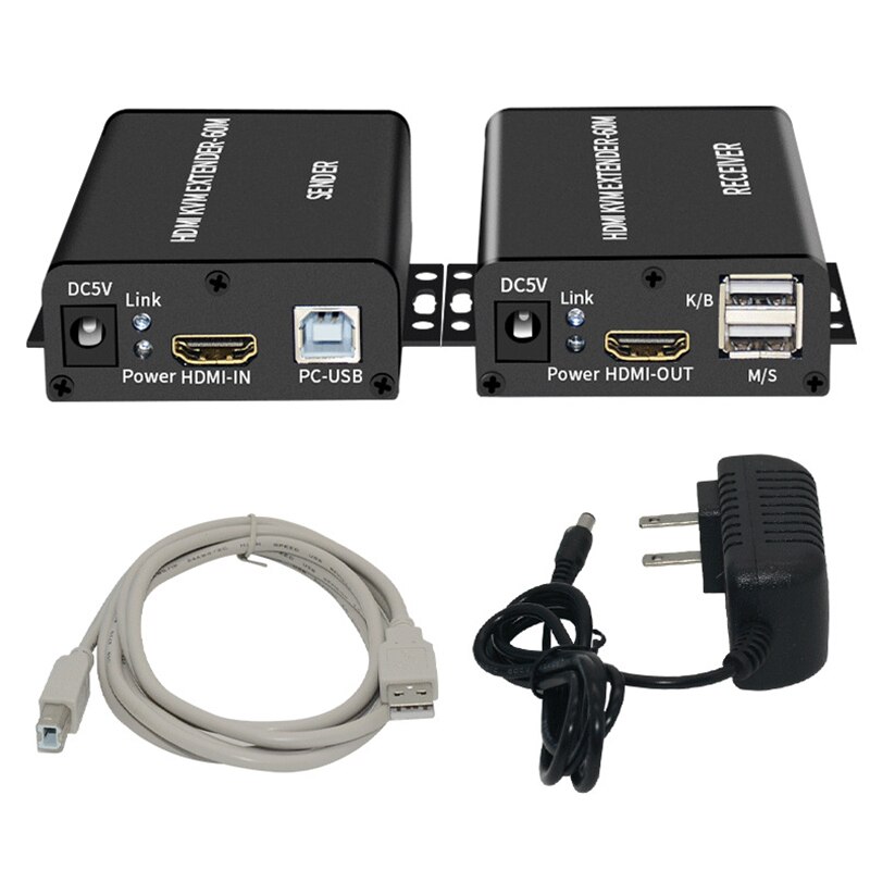 Uusimmat hdmi kvm extender 60m over cat 5/6 ethernet kaapeli 1080p usb kvm hdmi extende audio video muunnin pc  ps5 tv näyttöön