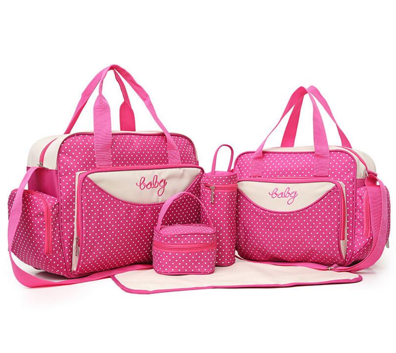 5pcs per set Dots diaper bag, vintage nappy bags for mom