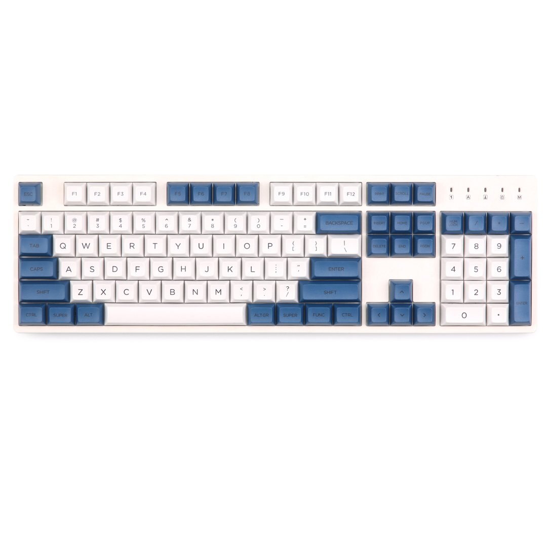 Kbdfans dsa pbt blå og hvide keycaps sæt 145 nøgler