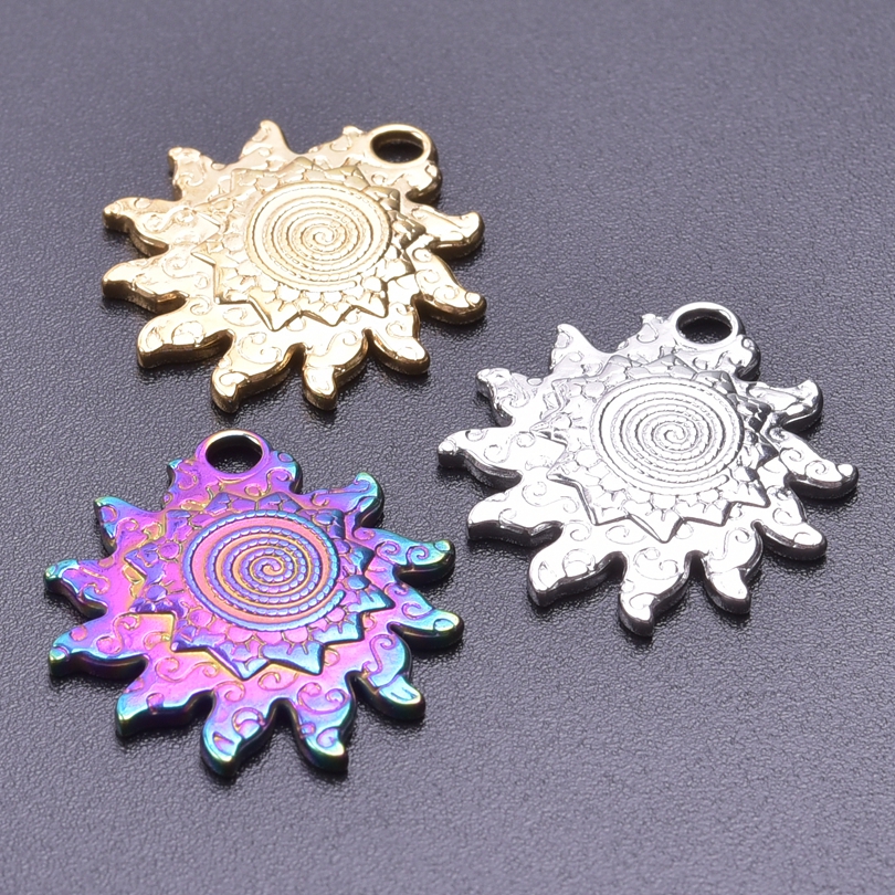 Colgante de acero inoxidable para la fabricación de joyas, dijes de animales marinos, concha, estrella de mar, Tortuga, tiburón, mariposa, Color dorado, 5 unidades por lote