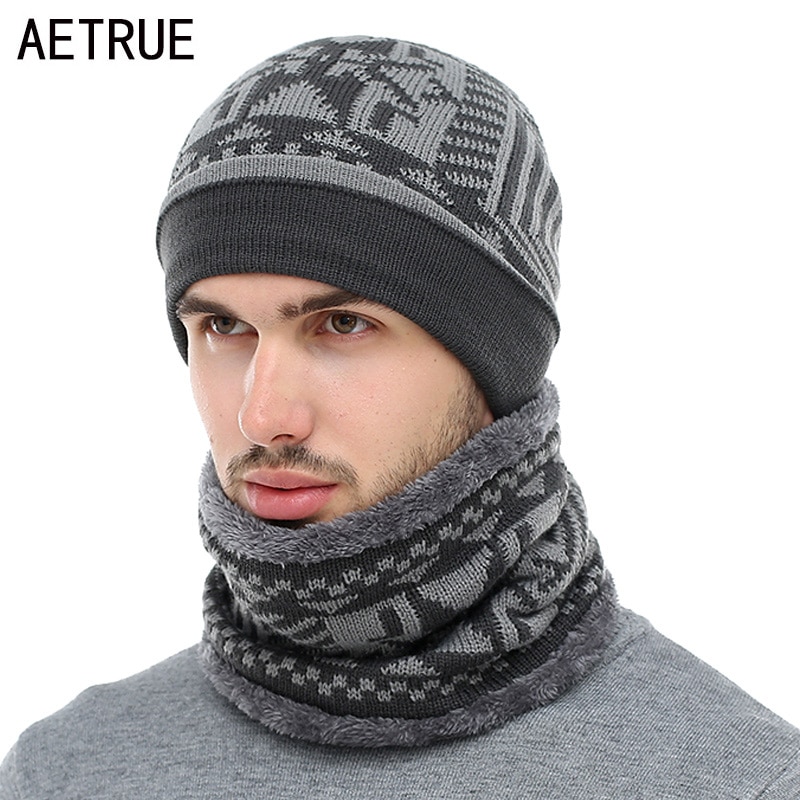 AETRUE Skullies Beanies Winter Knitted Hat Beanie Scarf Men Winter Hats For Men Women Caps Gorras Bonnet Mask Brand Hats