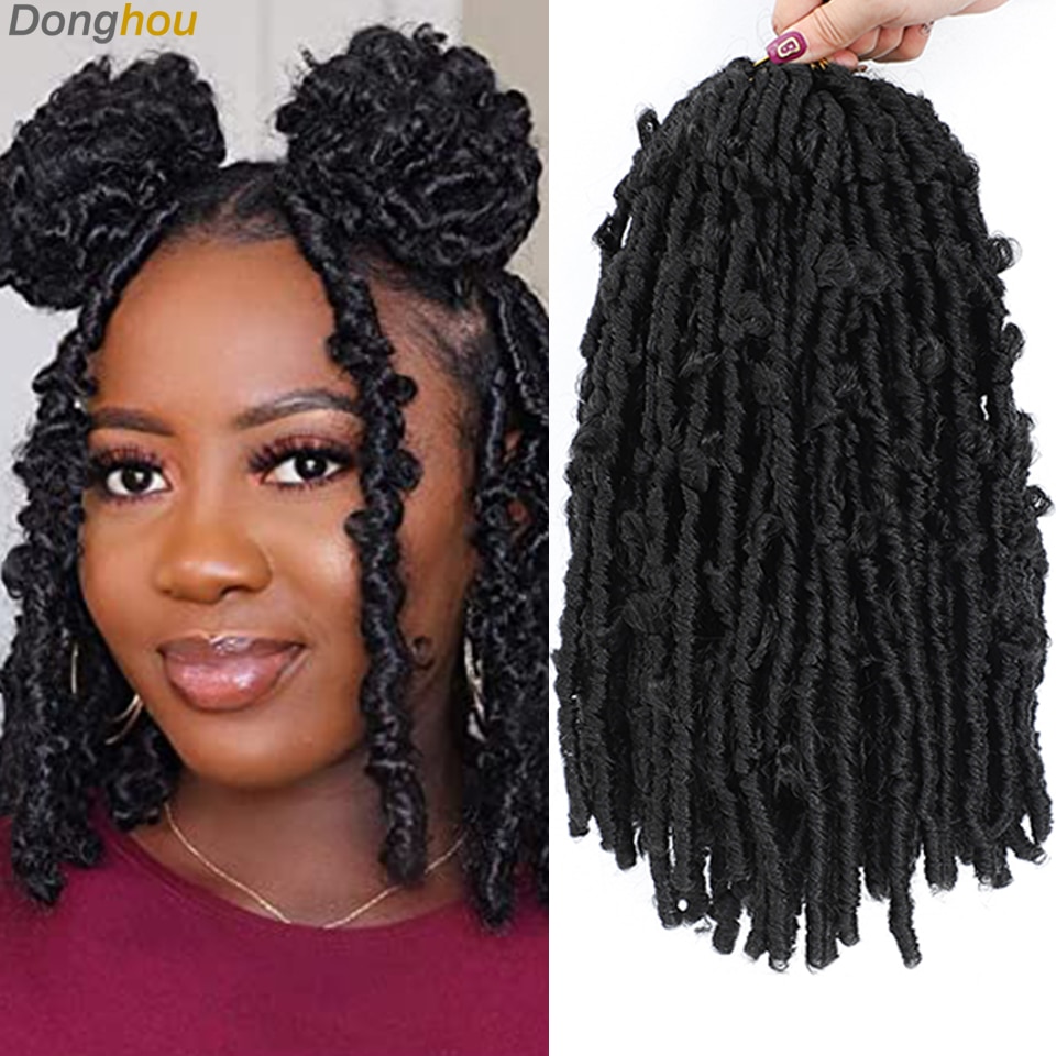 Butterfly Locs Crochet Hair Color 27 1b 30 Burgundy 14 inch Ombre Synthetic Butterfly Distressed Locs Crochet Hair 20 Roots/Pcs