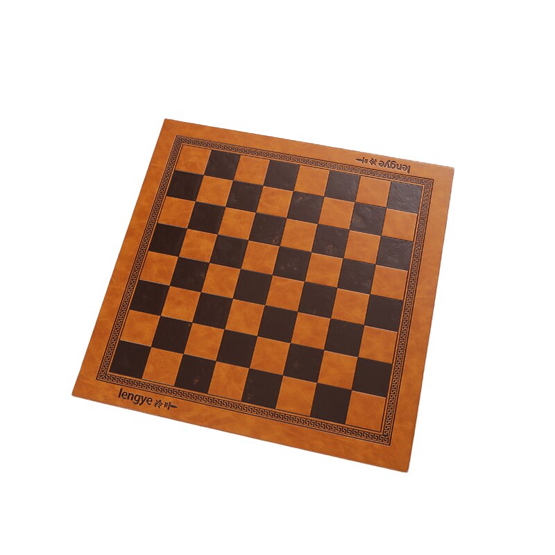 Tablero de ajedrez de cuero de doble cara, tablero de ajedrez de PU de 33,7x33,7 cm, damas plegables de 35mm, tablero de juego de ajedrez internacional IB05: yellow borwn