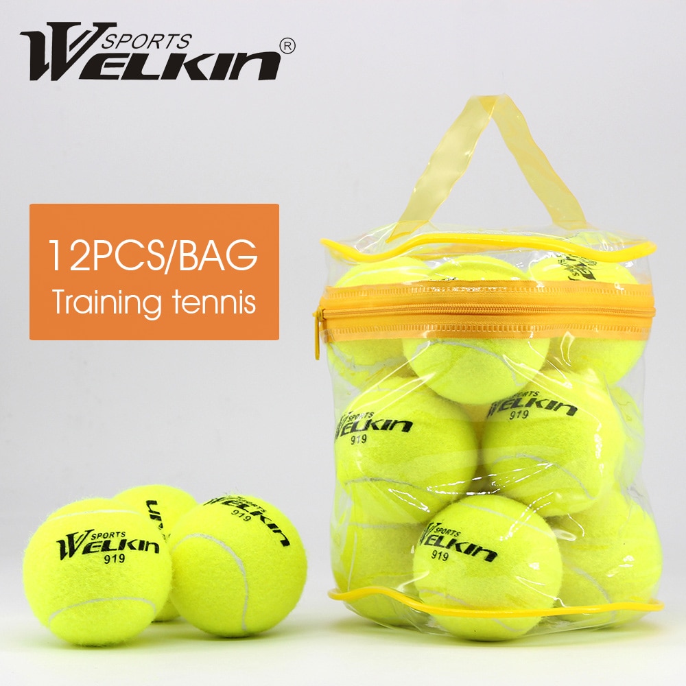 12 Stks/partij Elasticiteit Tennisbal Voor Training Sport Rubber Wollen Tennis Ballen Voor Tennis Praktijk Met Gratis Tas