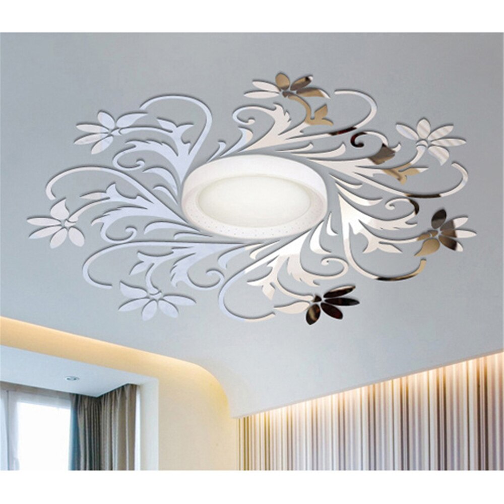 Flower Shape Acrylic Mirror Wall Stickers Ceiling Light Decor Bedroom Living Room Home Decoration Accessories