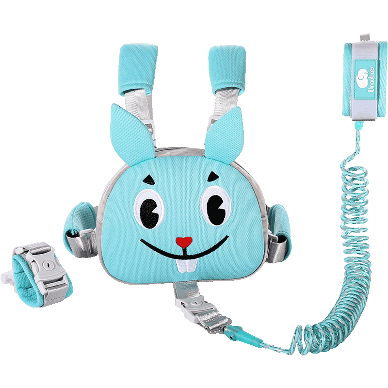 Anti Lost Wrist Link Magnetic Induction Lock Toddler Leash Safety Harness Baby Strap Wristband Children Walking Hand Belt: Blue rabbit