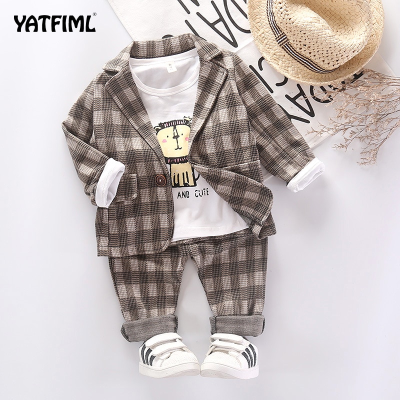 Yatfiml børn 3- delt jakkesæt forår gentleman jakkesæt til dreng formelle børn til bryllup dreng tøj festkjole jakke