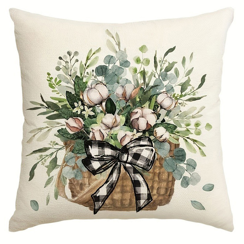 Car Flower Basket Full of Floral Print Home Decor Pillowcase Bedroom Living Room Sofa Decor Polyester Cushion Cover: XL / Deep Sapphire