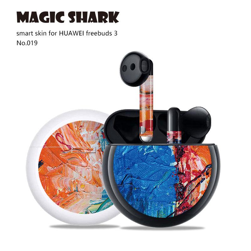 Magic Shark 2.5D pcv malowanie czaszka diabeł naklejki skóry pokrywa Film Case dla HUAWEI Freebuds 3: 019
