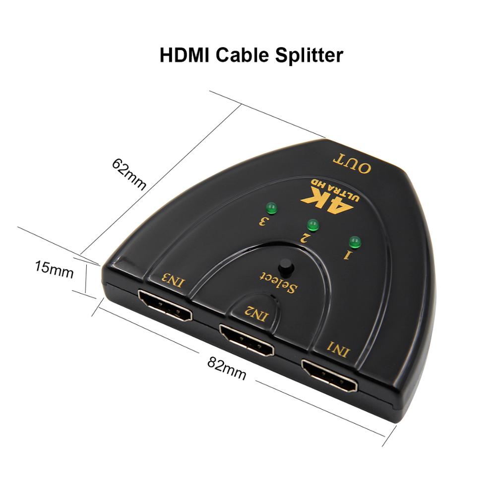 AUTO HDMI-compatible Switch Switcher 4K*2K 3D Mini HDMI-compatible Splitter 3 in 1 out Port Hub for DVD HDTV Xbox PS3 PS4 1080P