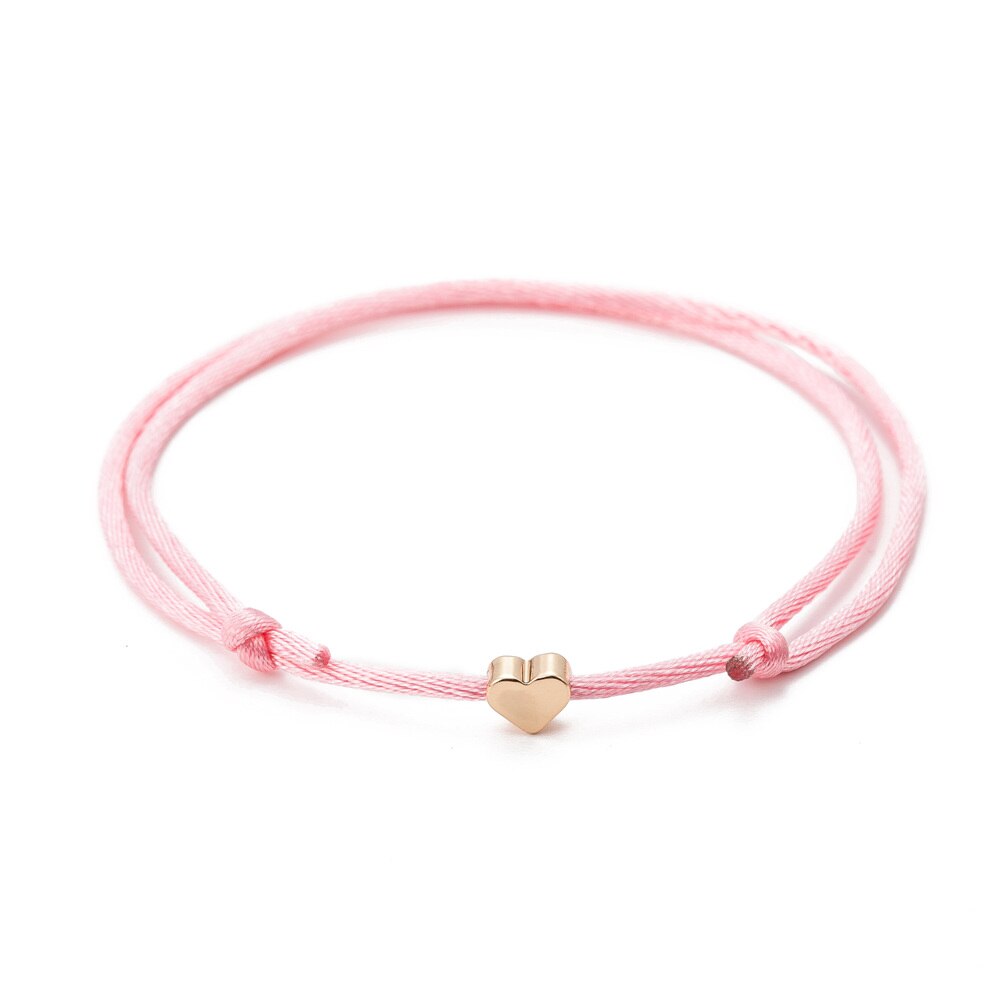 couleur or rouge coeur fil chaîne Bracelet pour femmes hommes à la main corde bijoux directe: pink