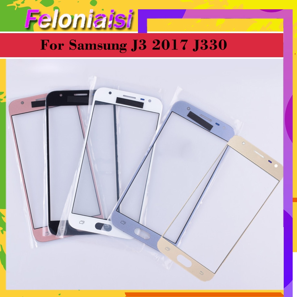 Para Samsung Galaxy J3 J330 J330F SM-J330FN SM-J330F/DS pantalla táctil de vidrio frontal Panel de pantalla táctil LCD lente exterior