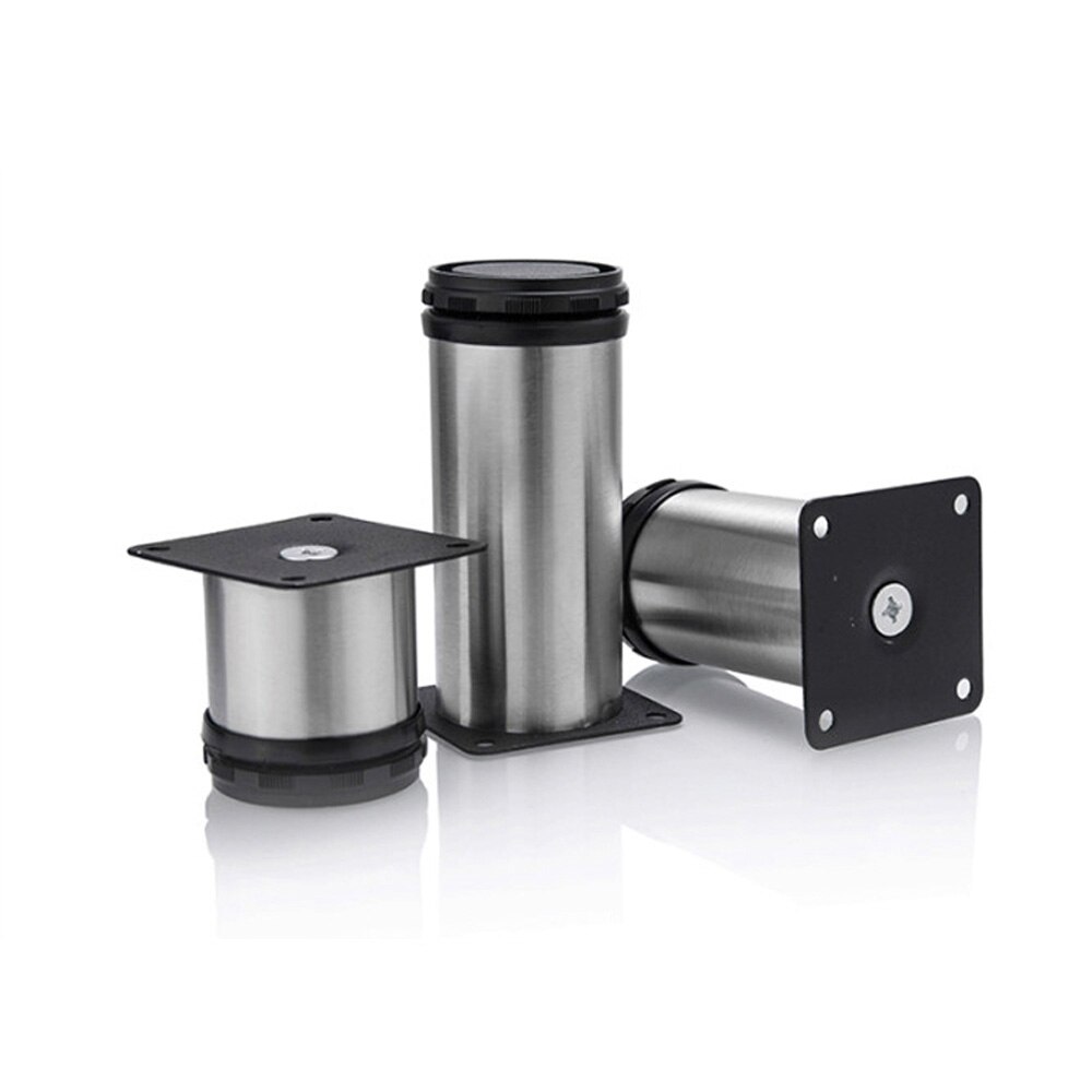 4Pcs Adjustable Stainless Cabinet Legs Steel Kitchen Feet Round Stand Holder Round Adjustable Furniture Legs Sofa Multifunction