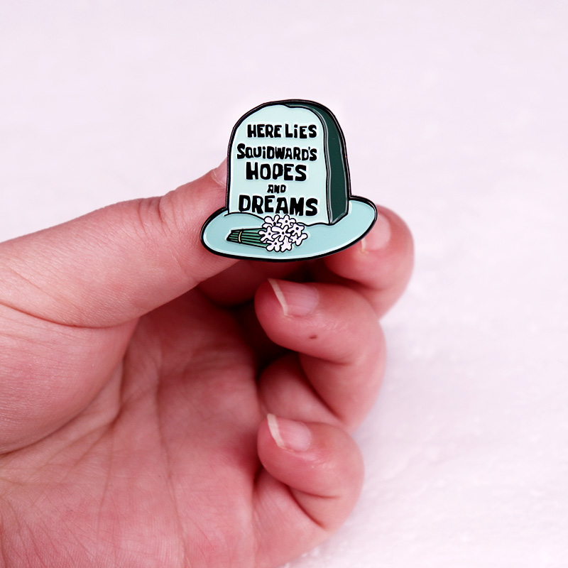 Here Lies Squidward's Hopes and Dreams Enamel Pin Brooch Jewelry Backpack Decorate