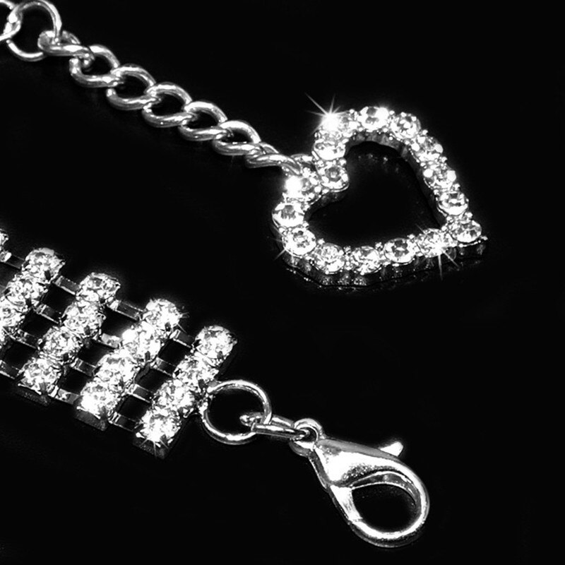 Misterolina 4 rader strass halsband hundhalsband halsband smycken halsband hjärta hänge valp katt fest bröllop tillbehör