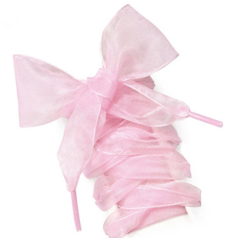Lacets en Organza pour femmes, 1 paire, 110CM, ruban de Satin en soie, toile, baskets, chaussures de Sport