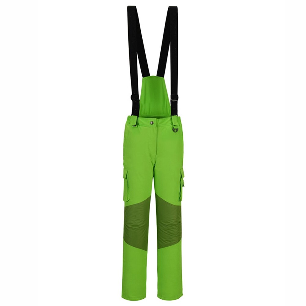 TENNEIGHT winter outdoor ski pants women double board straps ski pants thicken windproof waterproof warm Snow Ski Trousers: Green / S