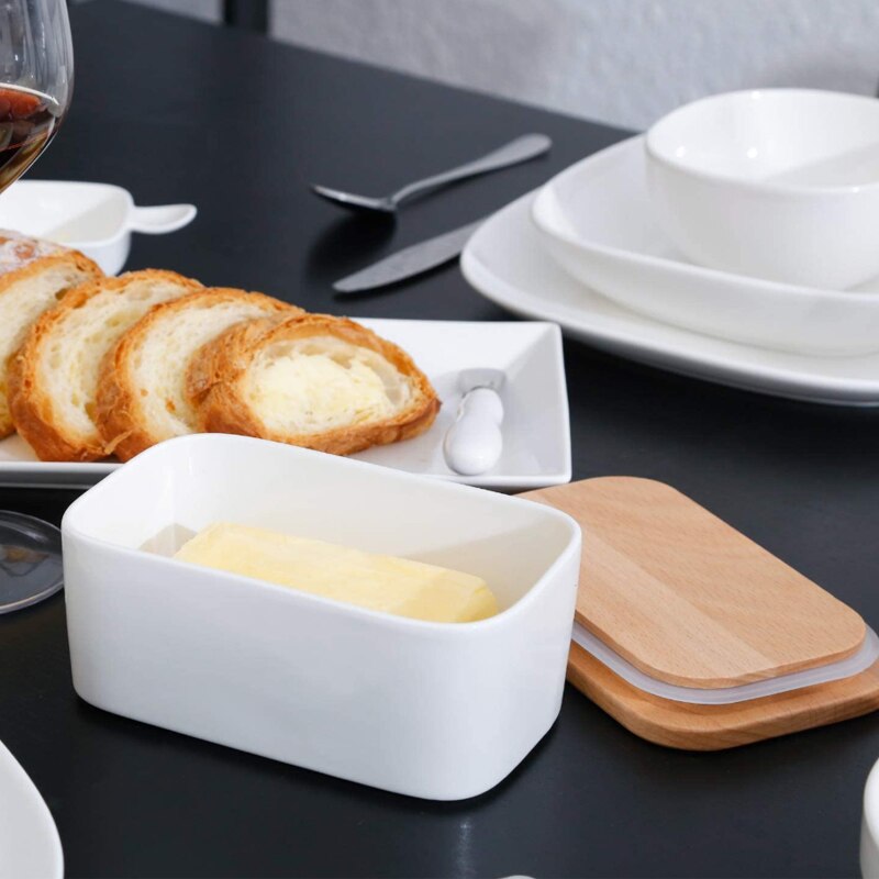 Nordic Butter Box Ceramic Container Butter Plate With Knife Lid Kitchen Cheese Food Container Tray Dish Storage Container Box