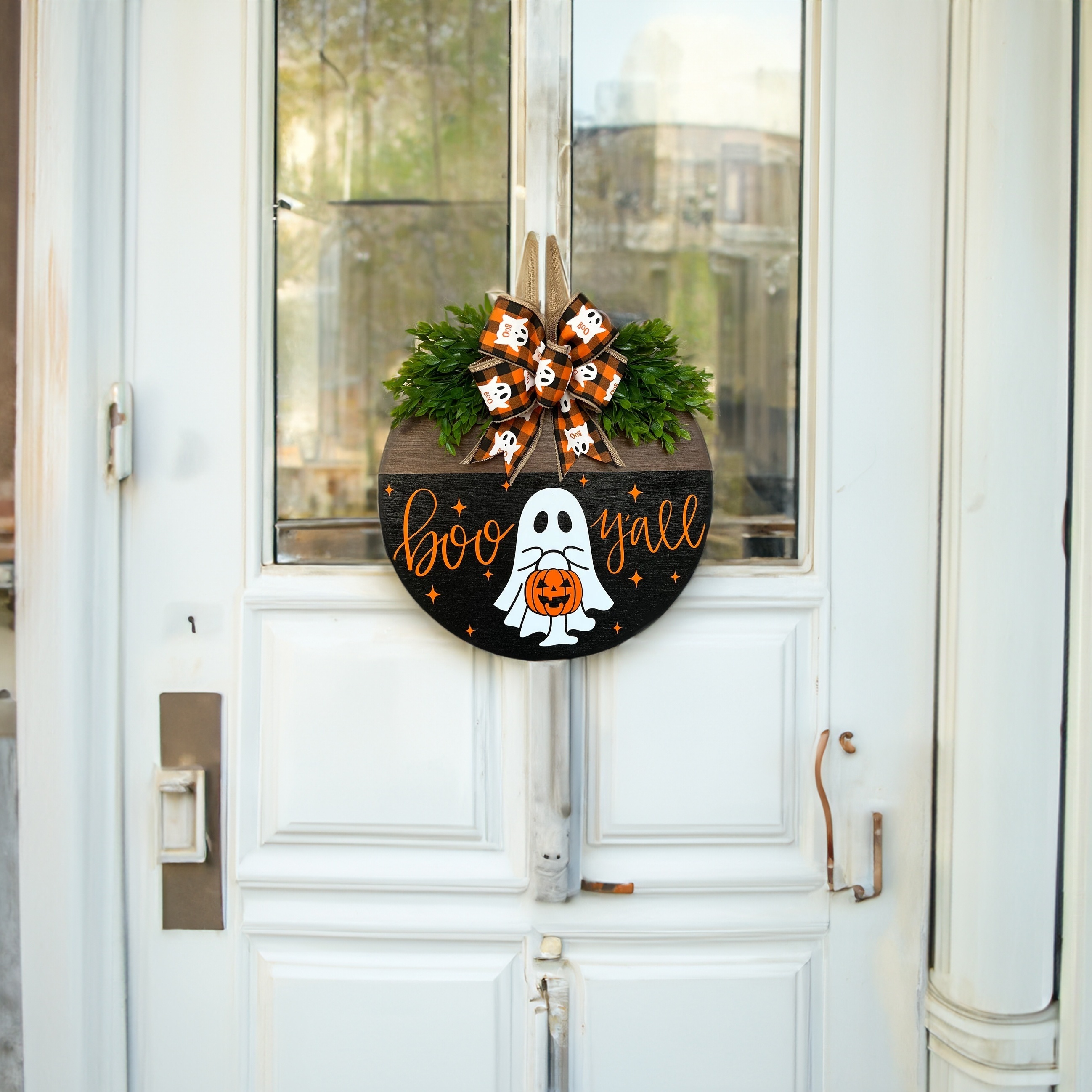 Halloween Ghost Pompoen Deur Ophangbord Feestelijke Welkomstdecoratie Voor Thuiskantoor Perfect Housewarming Cadeau