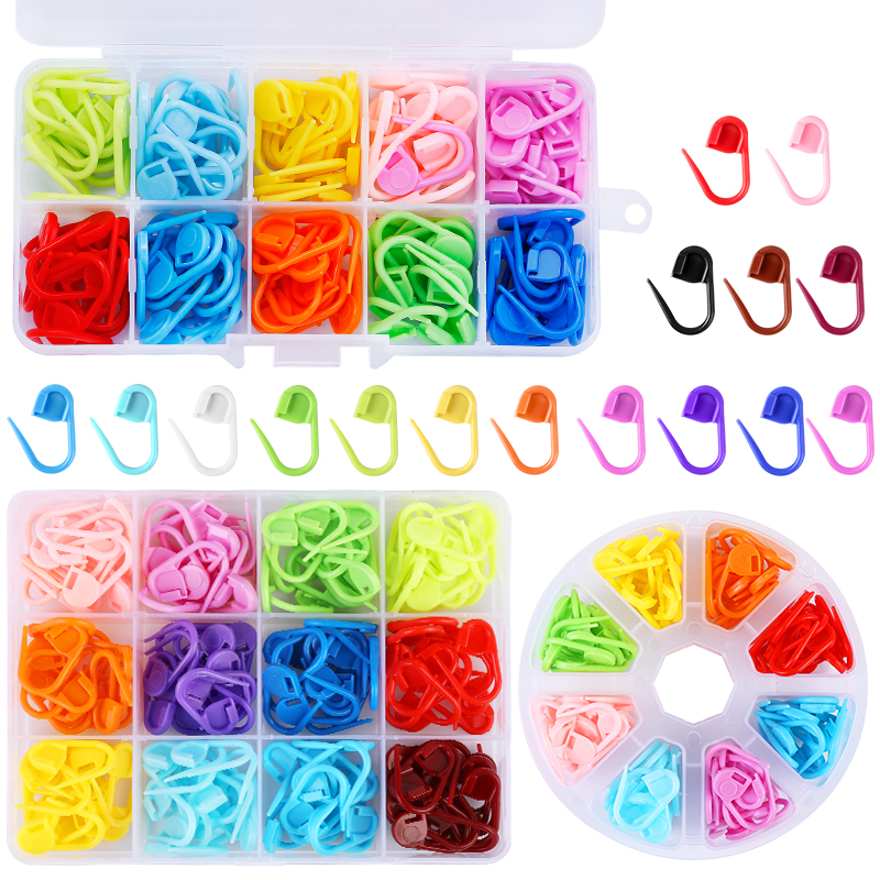 Crochet à pince à aiguille avec boîte, marqueurs de points de verrouillage mixtes, petit Clip en plastique coloré, accessoires de tricot au Crochet
