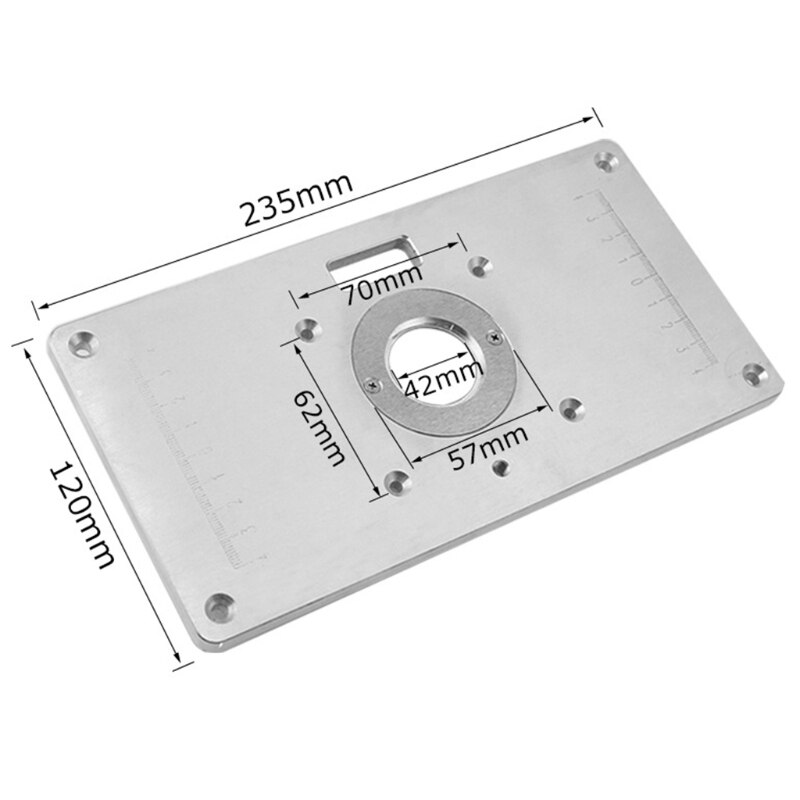 Aluminum Router Table Insert Plate with Rings Woodworking Benches Trimmer Tool