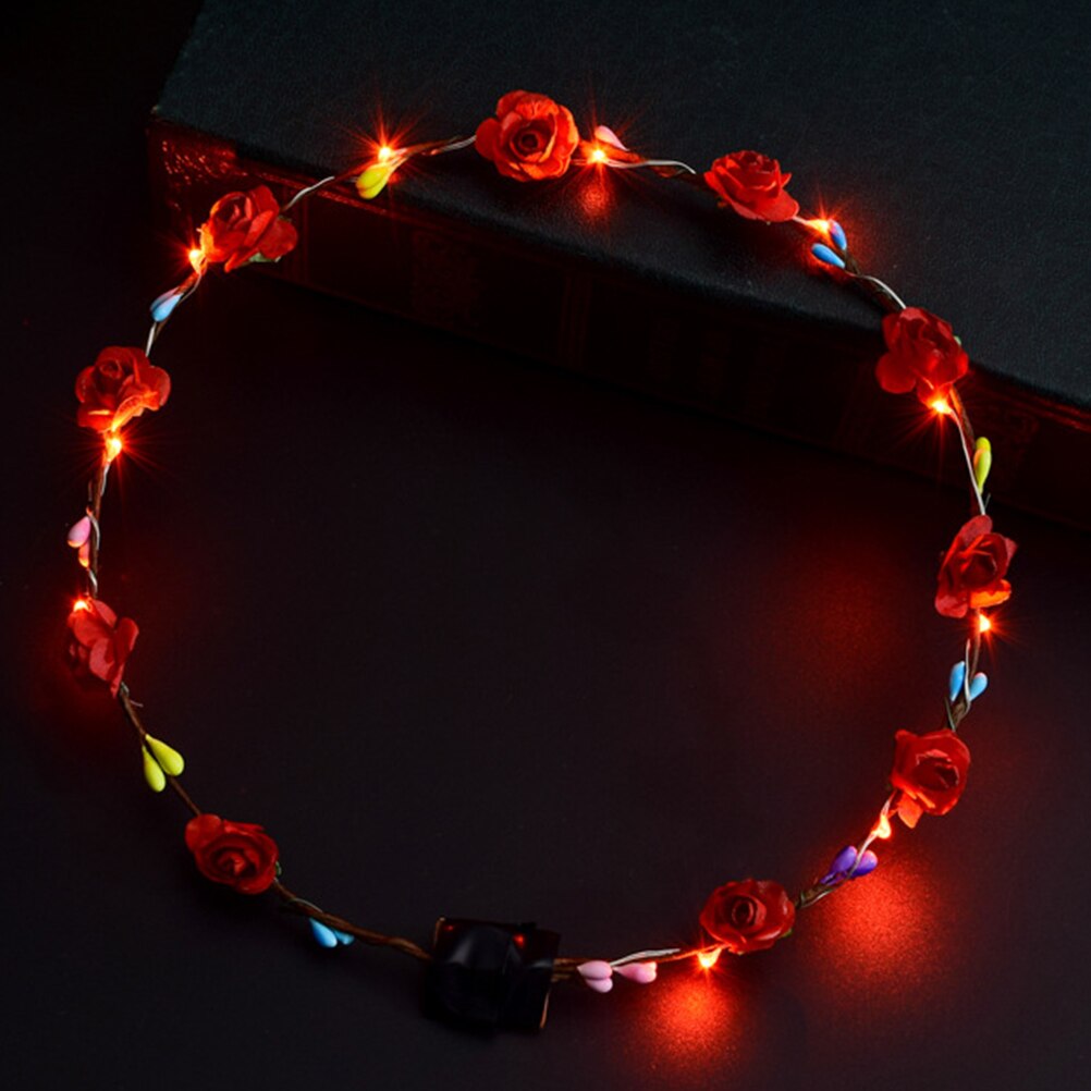 Diadema con corona de para boda para mujer y niña, diadema con luz LED para el cabello, diadema con corona, guirnaldas brillantes de neón, cumpleaños, Navidad, de navidad: Red