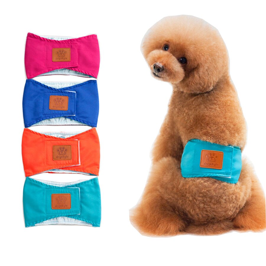 Dog Diaper Washable Durable Physiological Pants Diapers Soft Leak-proof Pants Magic Stickers Shorts Solid For Dogs Pet Underwear