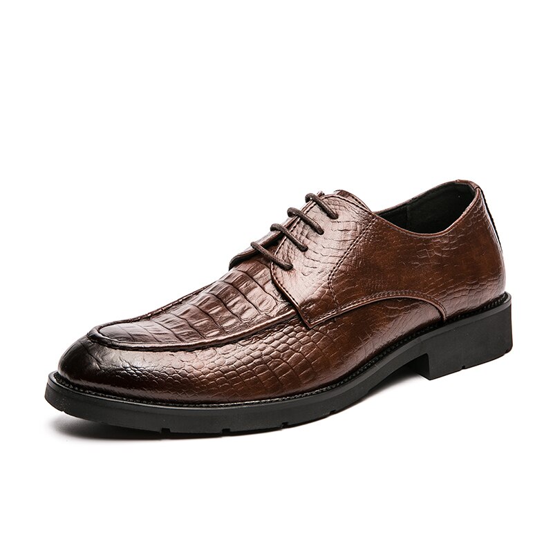 FIXSYS scarpe Oxford da uomo in pelle di alta qualità scarpe eleganti classiche scarpe formali da sposa con lacci scarpe da lavoro con motivo a coccodrillo: Brown / 10.5