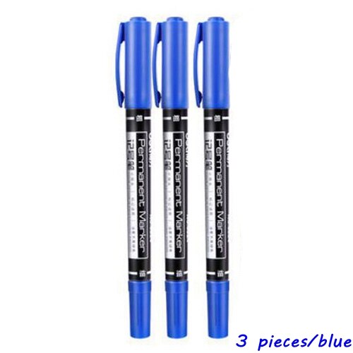 Fineliner-rotuladores de doble punta para dibujo de neumáticos, marcador permanente de secado rápido para tela de metal, , 0,5/1mm, 3 unidades: 3 pieces blue