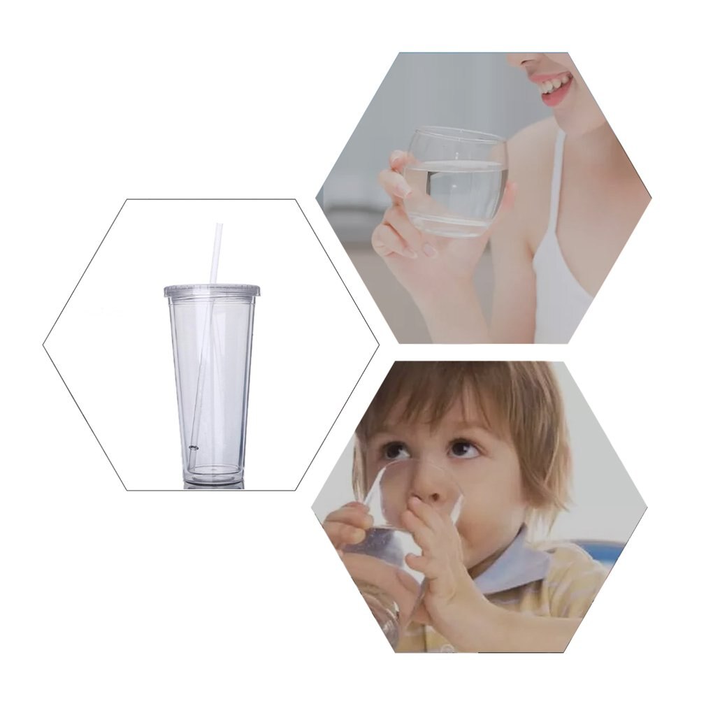Double-layer plastic anti-scalding hand straw cup Premium Grade Acrylic Double Walled Dishwasher Safe Versatile
