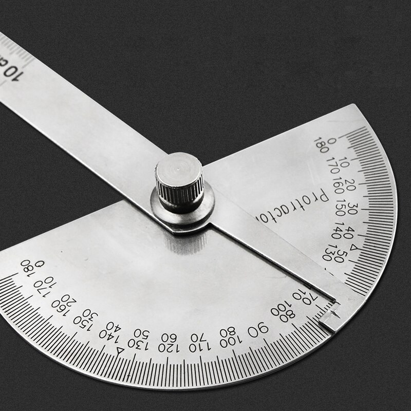 180 Degree Adjustable Multifunction Stainless Steel Roundhead Ruler Mathematics Measuring Tool Hand Operated Tools