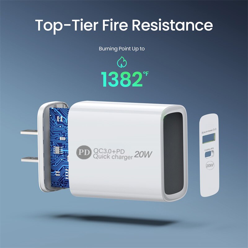 PD 20W ładowarka USB C QC + PD 2 Port LED szybka ładowarka ścienna do telefonu iPhone 13 12 Huawei Xiaomi Samsung szybka ładowarka