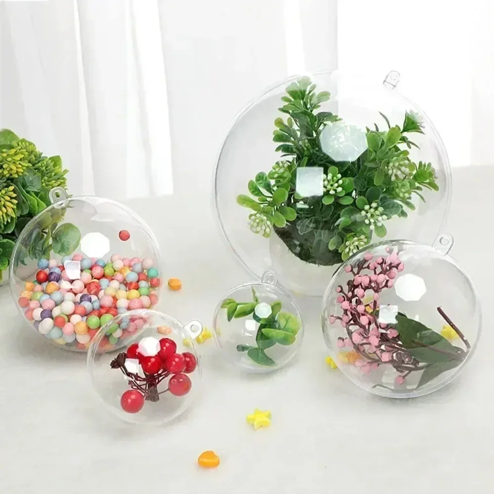 Bola de Navidad acrílica de plástico transparente, bola de adorno rellenable de 7-16CM para decoración Manual del hogar, de Navidad y boda