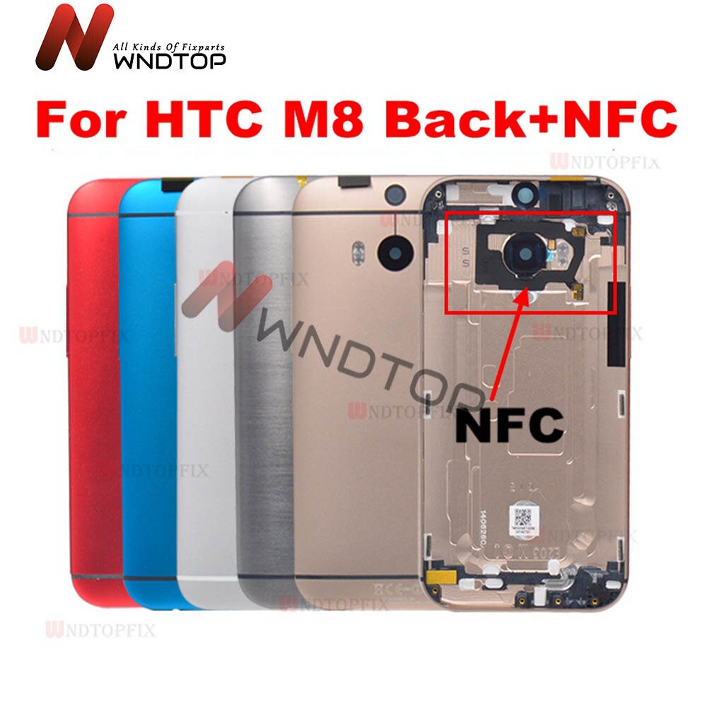 For HTC M7 Battery Cover Door Back Housing Rear Case With side button For HTC ONE M7 M8 Battery Door with NFC Replacement Parts
