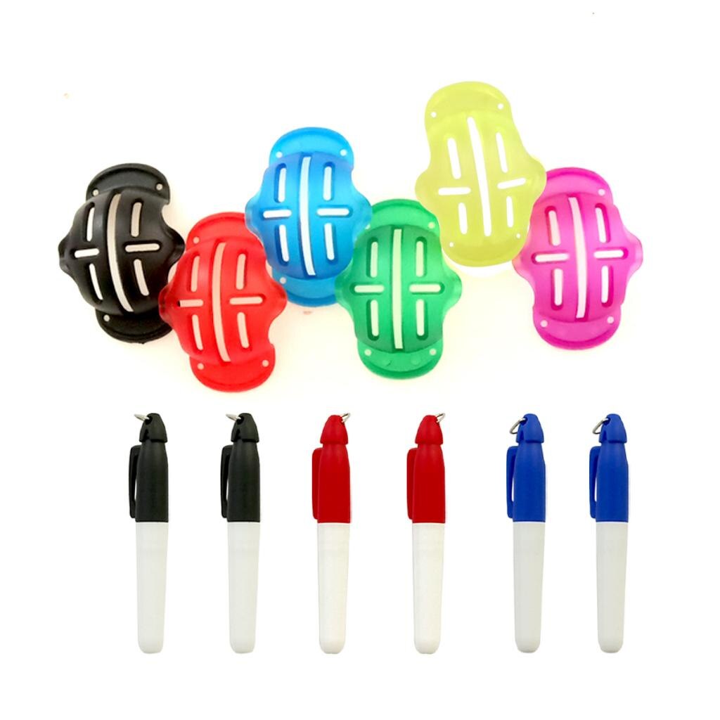 Marqueur de balle de Golf, outil de dessin de ligne, 3 stylos de couleur, modèle, pochoir, tampon