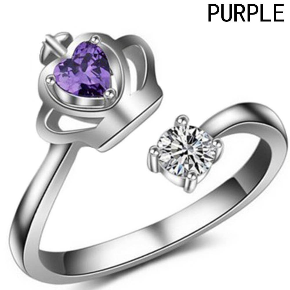 Neue Silber Überzogene Königin Crown Einstellbare Ring Hochzeit Ring Für Frauen Weihnachten Gold/Silber Farbe: purple color