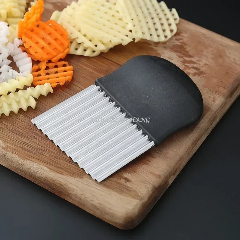 Cortador de patatas fritas de acero inoxidable, masa, frutas y verduras, cuchillo de cocina ondulado, cortador, picador, herramientas para hacer patatas fritas, Gadget